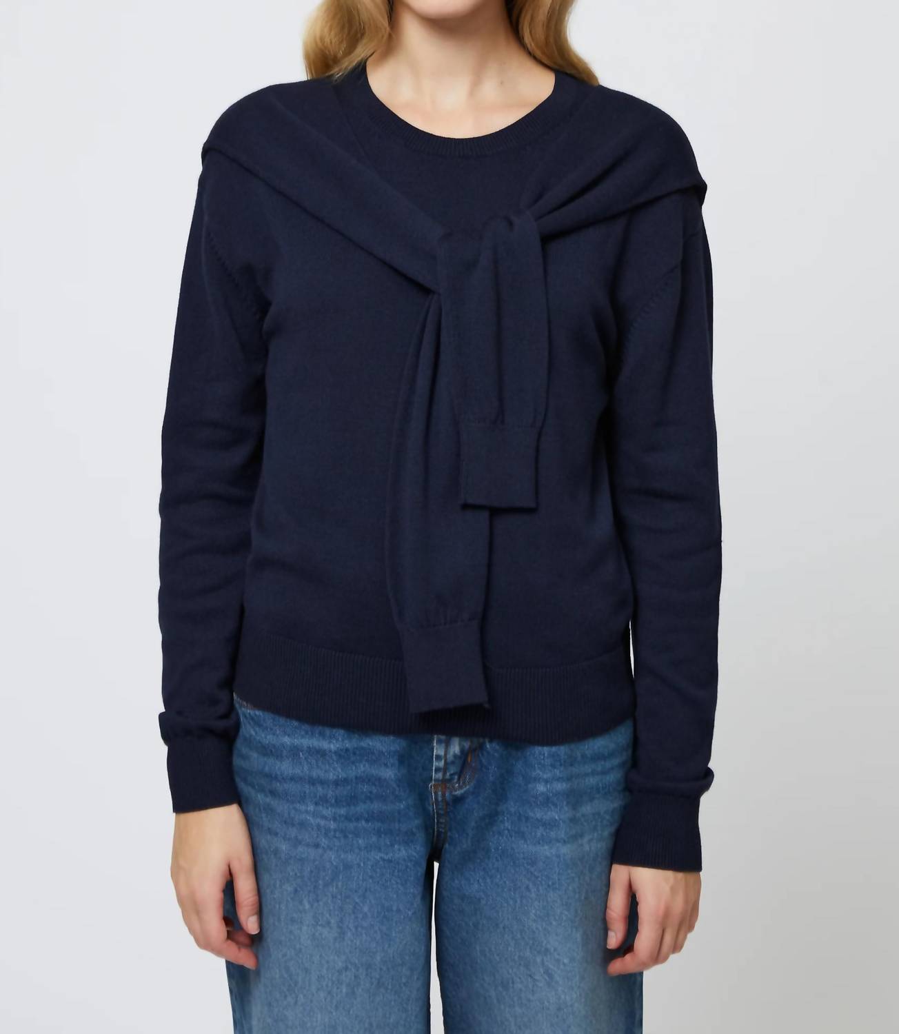 FRENCH CONNECTION Cashmere Blend Tie Sweater in marine - women's sweater - view 4