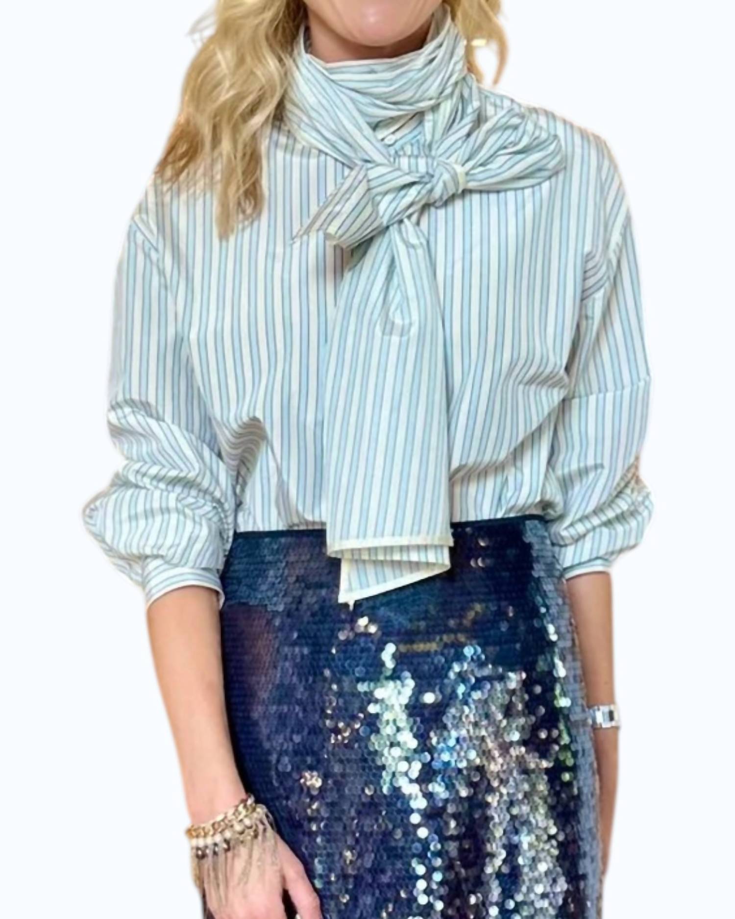Forte Forte - Chic Striped Taffetas Shirt With Detachable Bow
