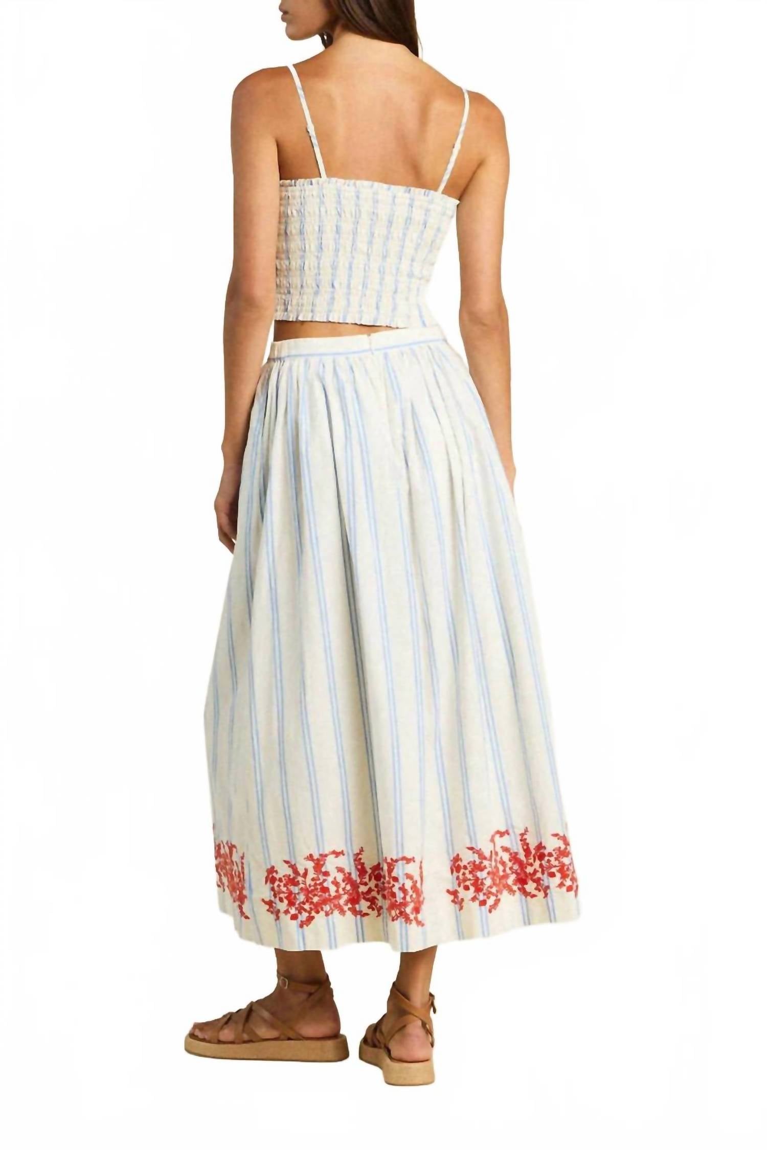TROVATA Lisette Skirt in cerulean stripe - women's skirt - alternate view