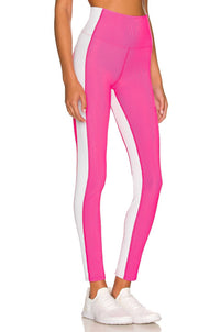 Beach Riot Colorblock Legging in neon pink white - women's pants - detail view