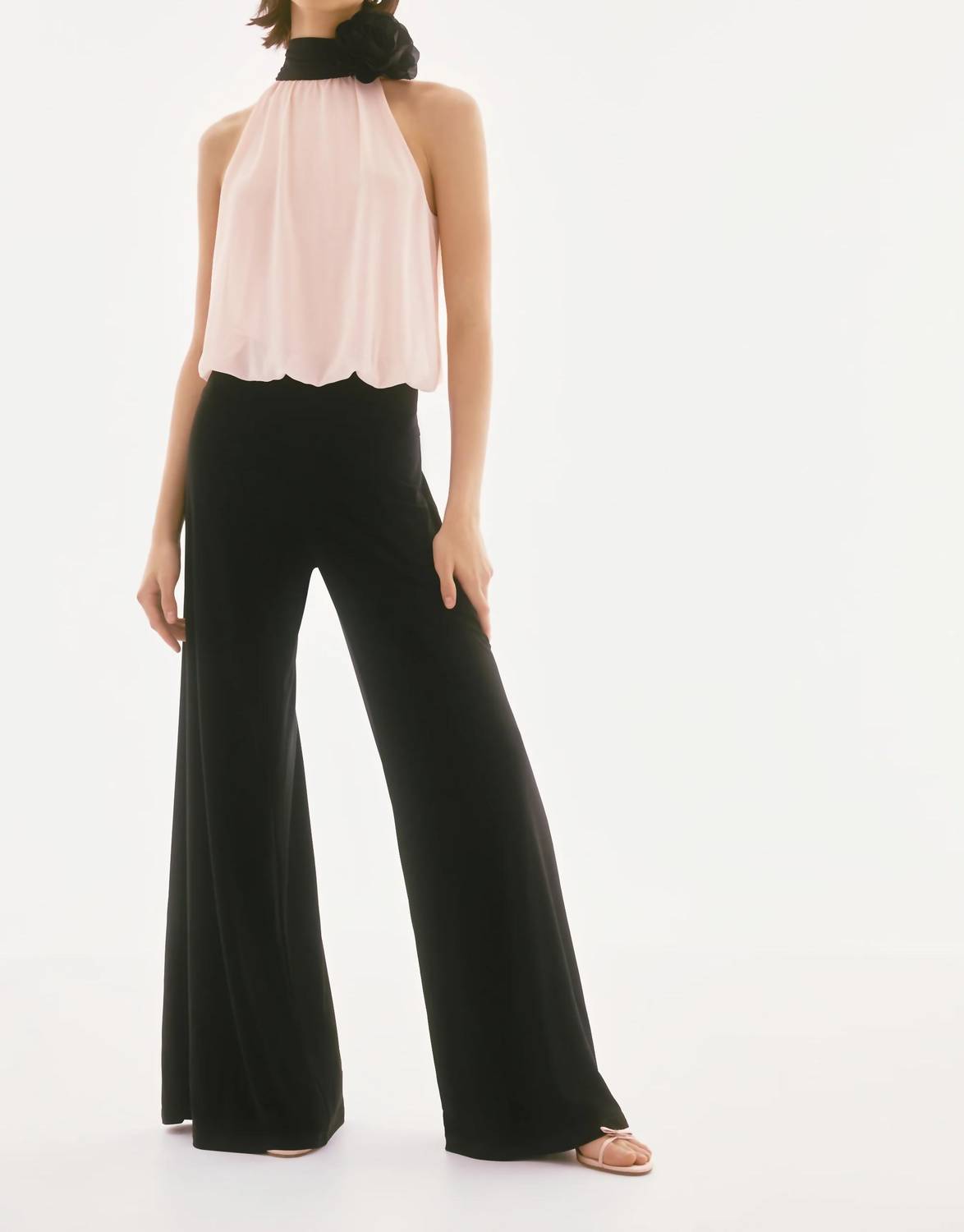 Joseph Ribkoff - Shyla Silky Knit And Chiffon Wide Leg Jumpsuit