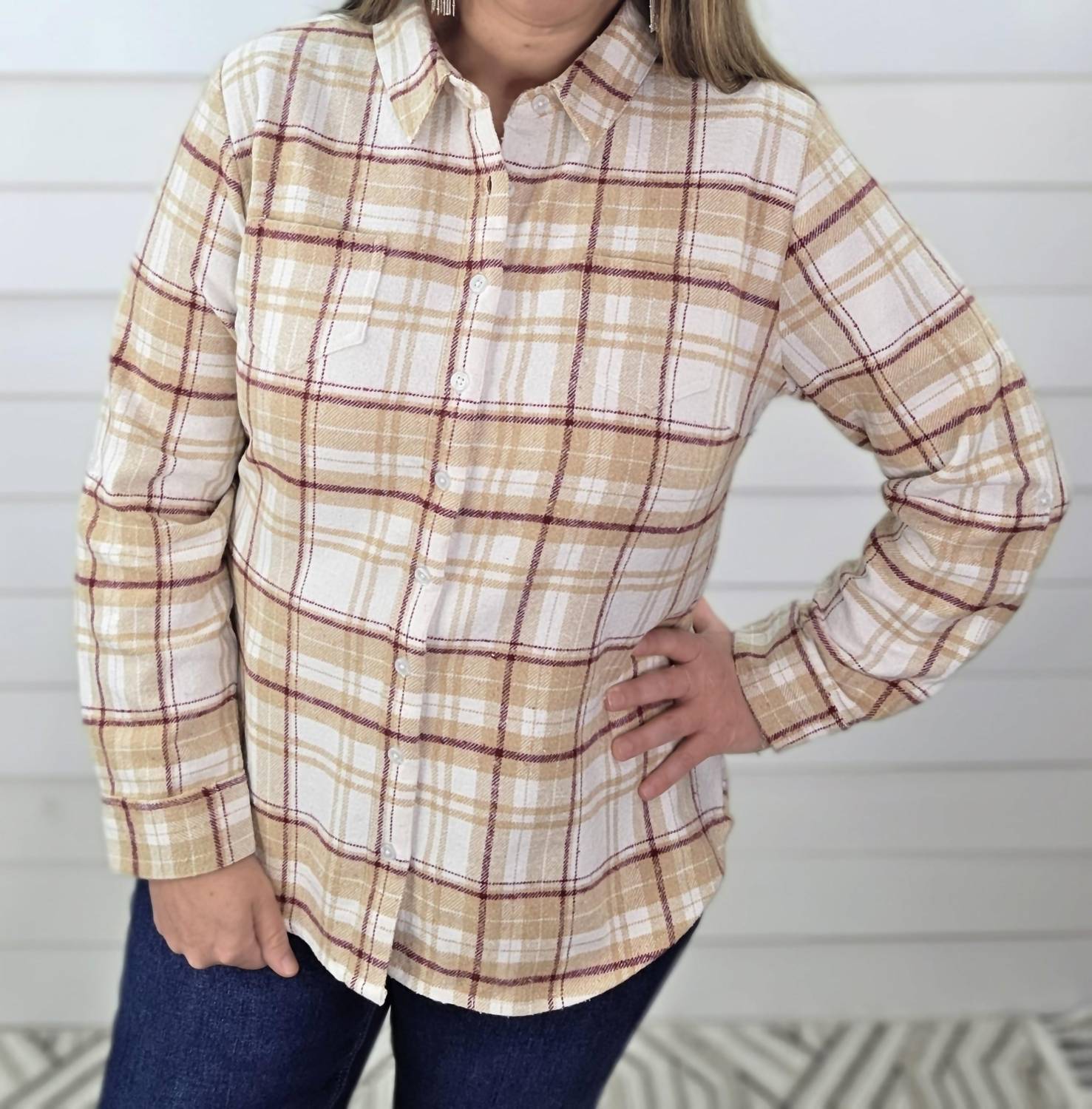Keren Hart - Flannel Plaid Button Down Shirt