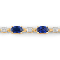 Diana M Jewels Women's Oval Natural Sapphire Bracelet (3.85 Ct) - Signature Plus in 14k yellow gold - women's jewelry - detail view