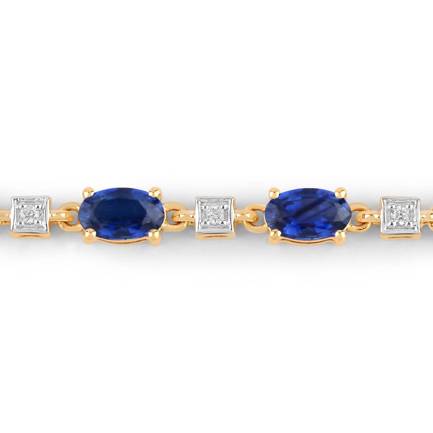 Diana M Jewels Women's Oval Natural Sapphire Bracelet (3.85 Ct) - Signature Plus in 14k yellow gold - women's jewelry - detail view