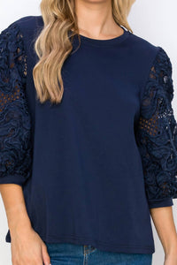 Joh - Pointe Knit Top With Lace