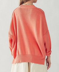 Urban Daizy - Side Slit Crew Neck Cozy Sweater