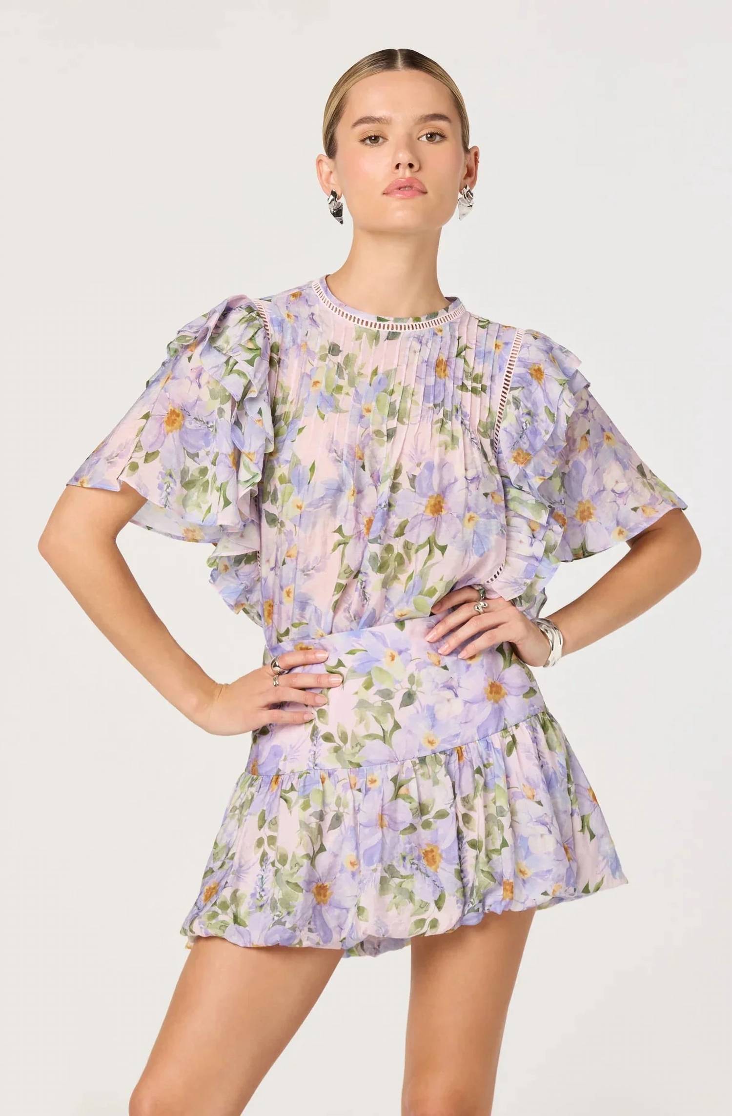 Astr - Kinley Ruffle Flutter Sleeve Top
