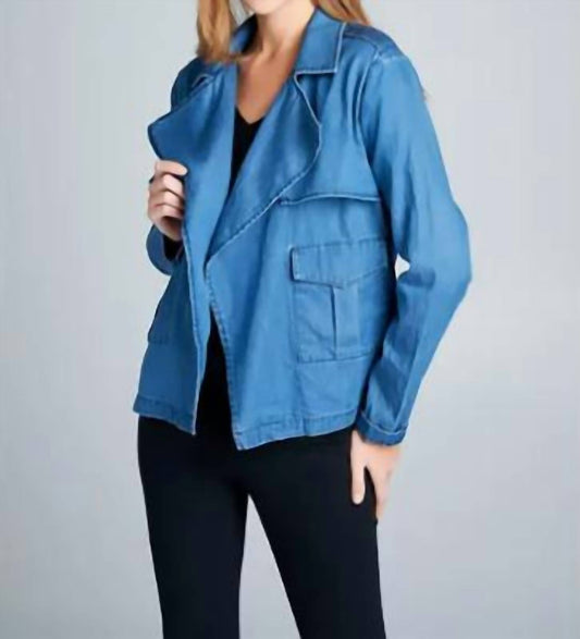 Reneec. - Long Sleeve Denim Blazer with Pockets