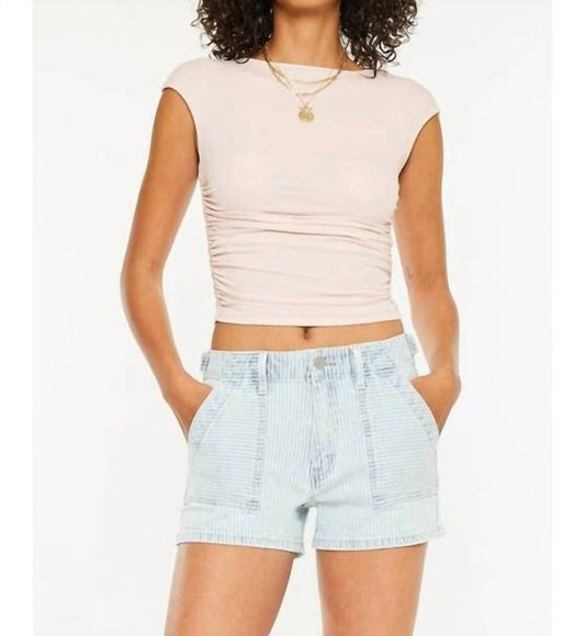 Kancan - High-rise Striped 90’s Boyfriend Shorts