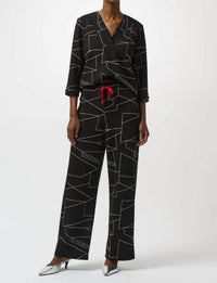 Joseph Ribkoff - Abstract Print V-neck 3/4 Sleeves Top