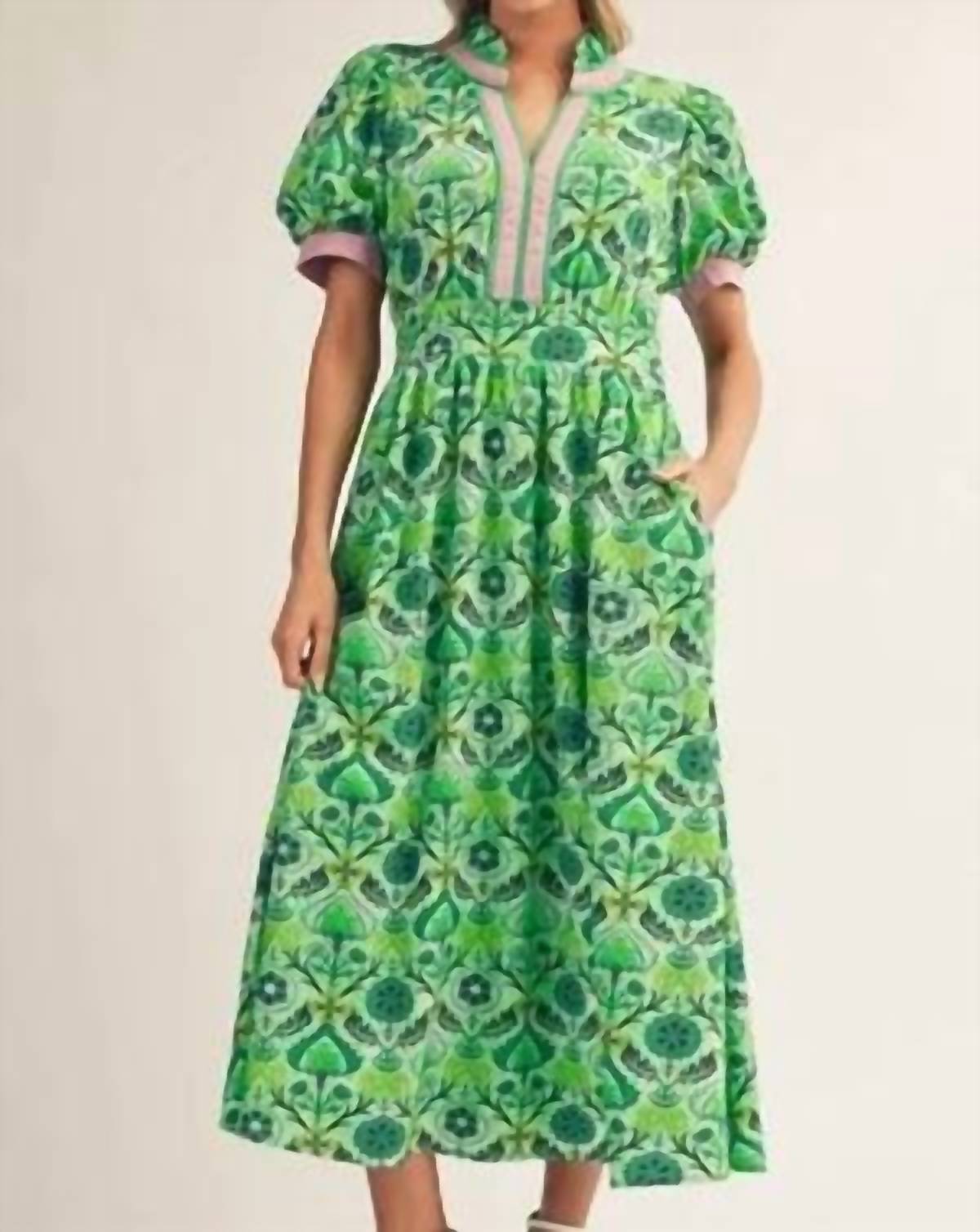 Jodifl - Short Sleeve Fitted Waist Midi Dress