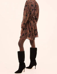 Misa Los Angeles Lilly Mini Dress in studded flora chiffon - women's dress - detail view