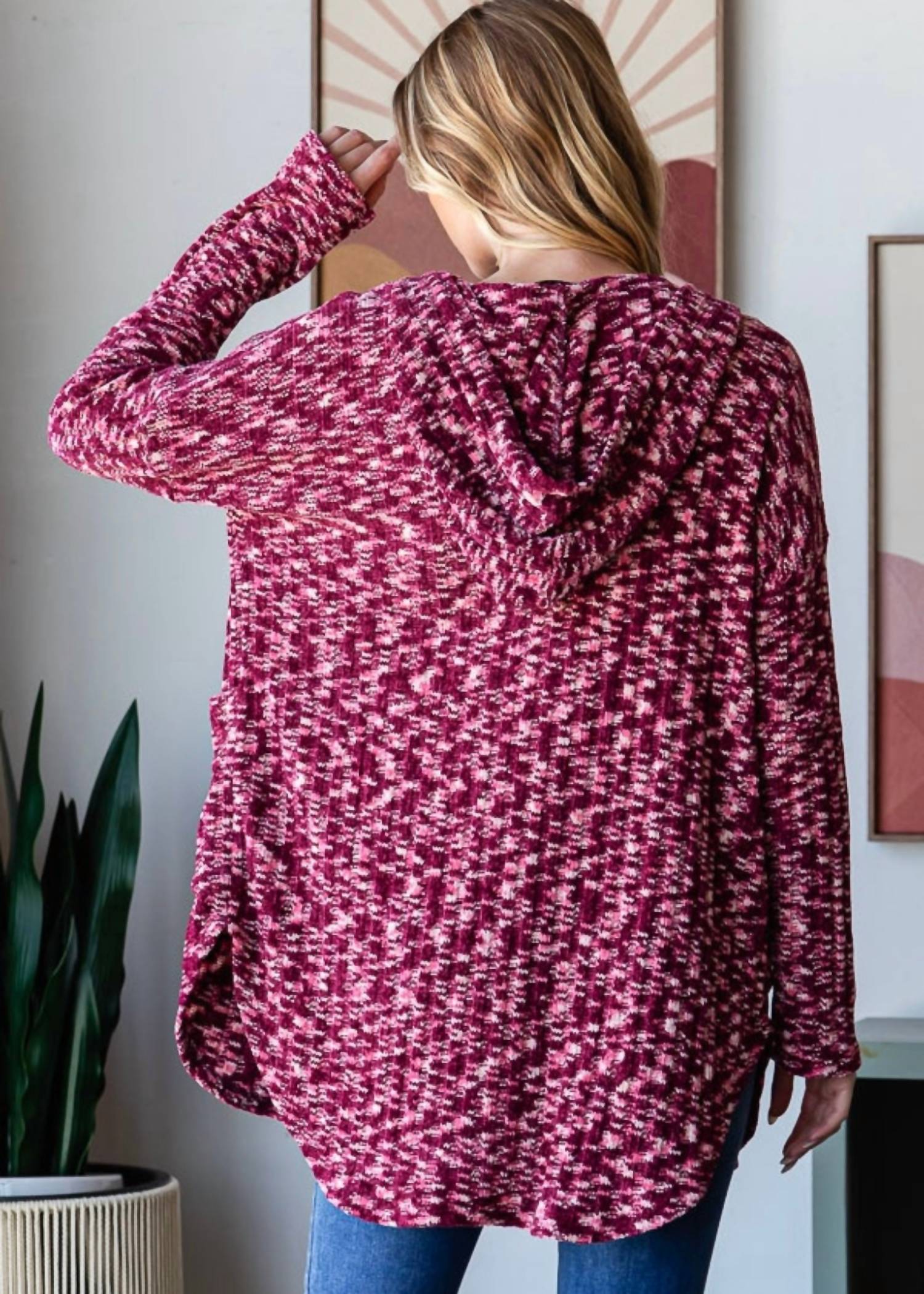 Heimish Usa - Cozy Hooded Open Front Cardigan