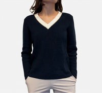 Elliott Lauren - Long Sleeve V-neck Sweater