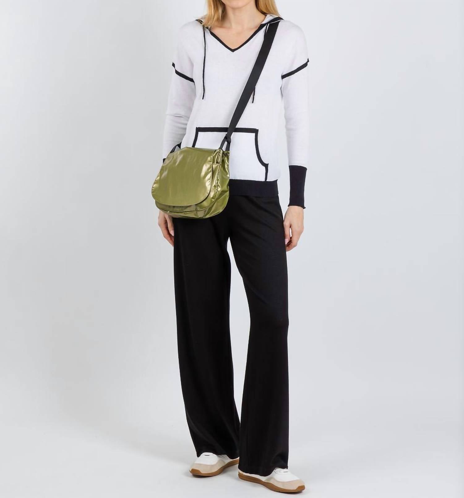Pure Amici Devi Mesh Hoodie in white - women's top - detail view