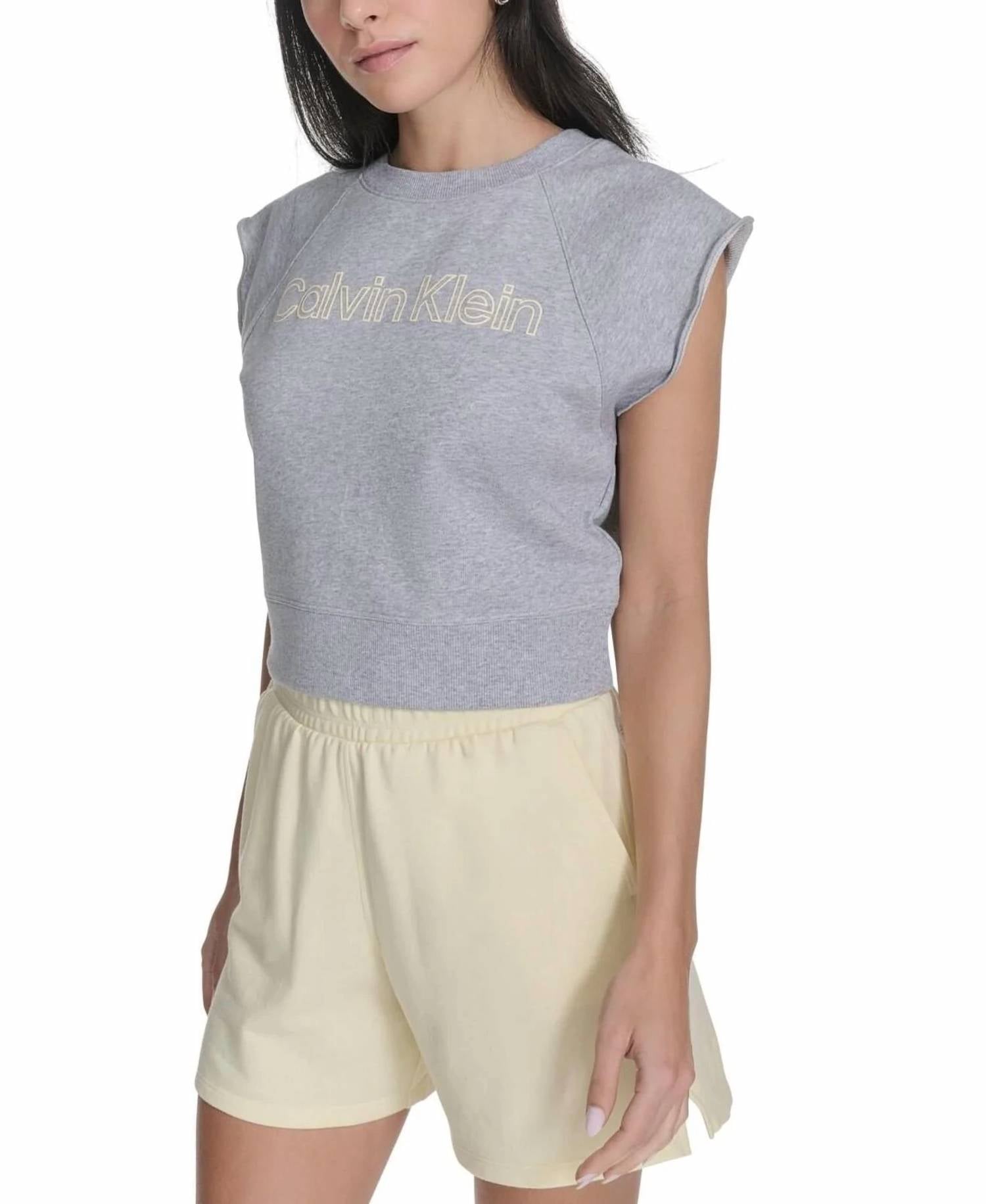 Calvin Klein - Sleeveless Puff-logo Cropped Top