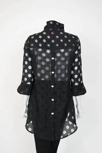 Ic Collection - Wire Neck Back Button Jacket With White Cami