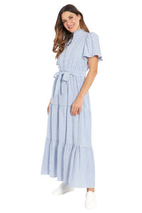 London Times - Mackenzie Ruffle Sleeve Maxi Dress