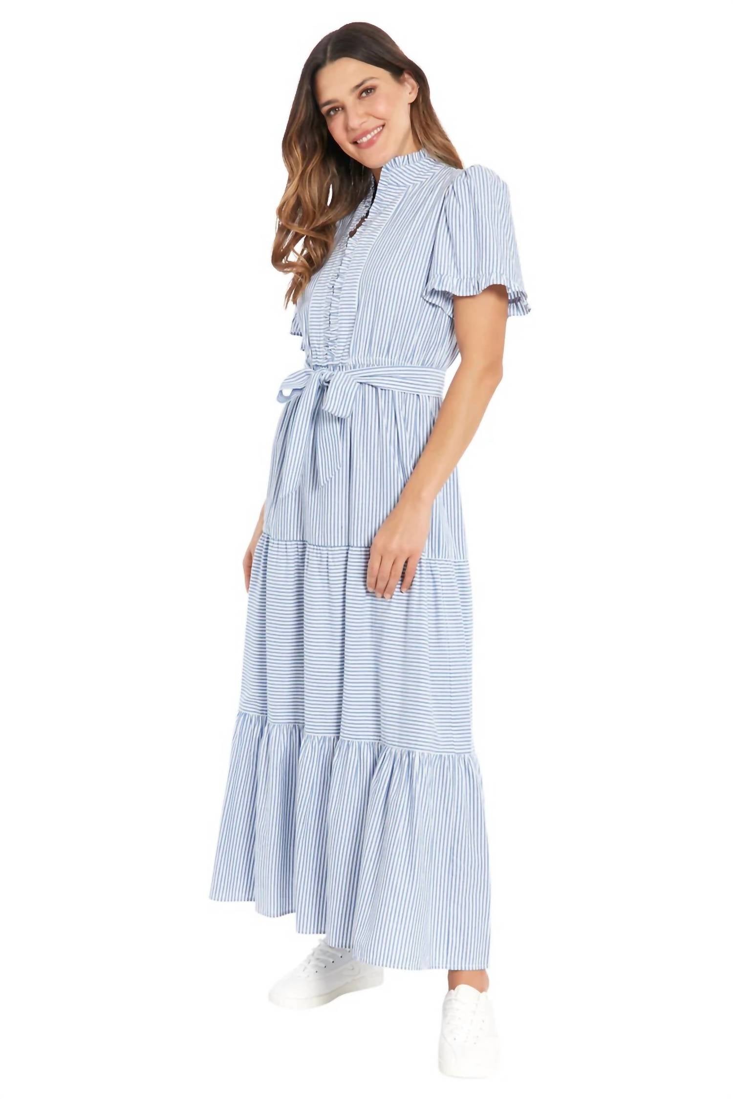 London Times - Mackenzie Ruffle Sleeve Maxi Dress
