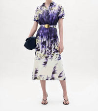 Silvia Tcherassi Lee Linen Midi Dress in dark dandelion - women's dress