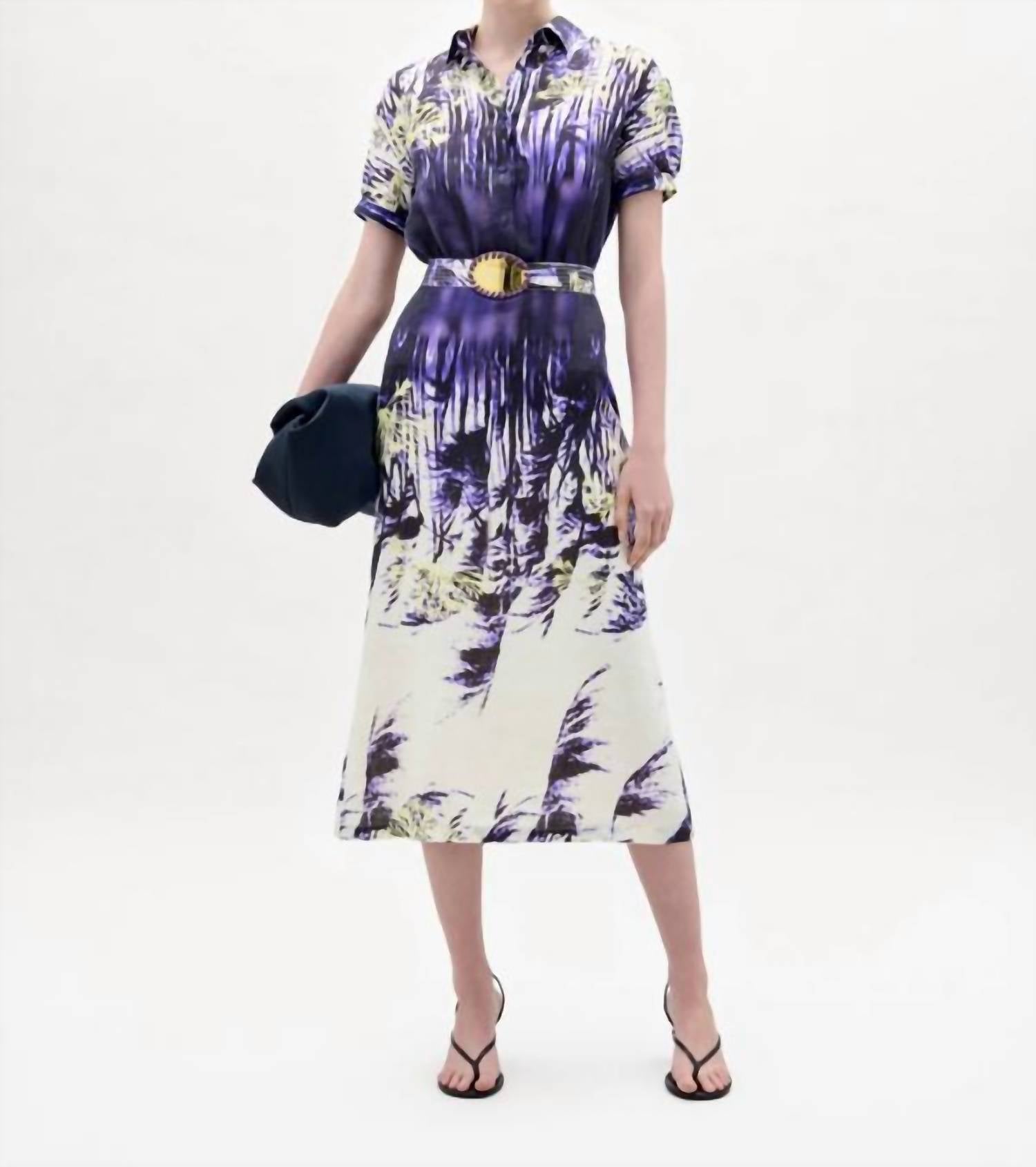 Silvia Tcherassi Lee Linen Midi Dress in dark dandelion - women's dress