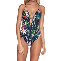 Jets By Jessika Allen - Plunge V-Neck One Piece Swimsuit