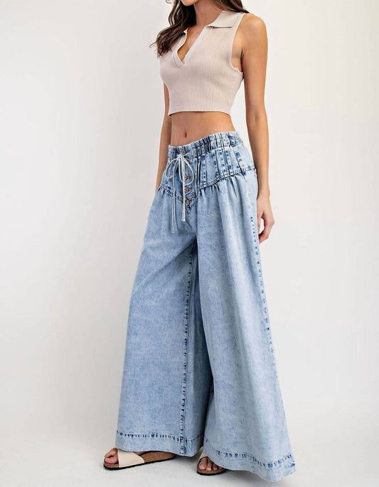 Ee:Some - Mineral-washed Wide Leg Denim Pants