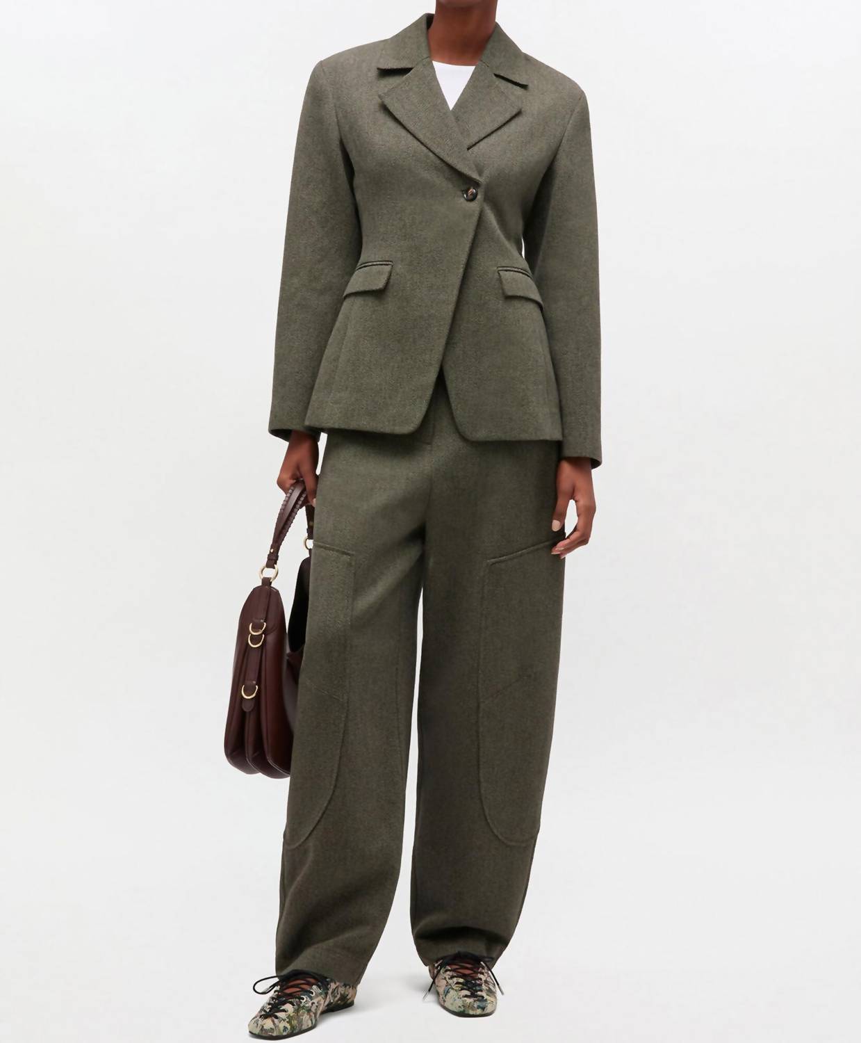 Ganni - Mouline Suiting Curved Pants