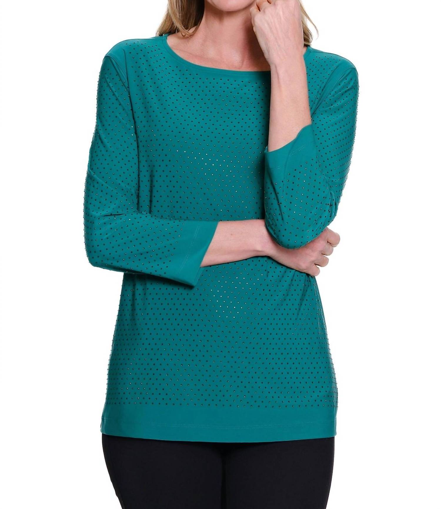 Multiples - Shimmer High-neck Knit Top