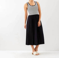 Karen Kane - Stripe Mixed Media Midi Dress