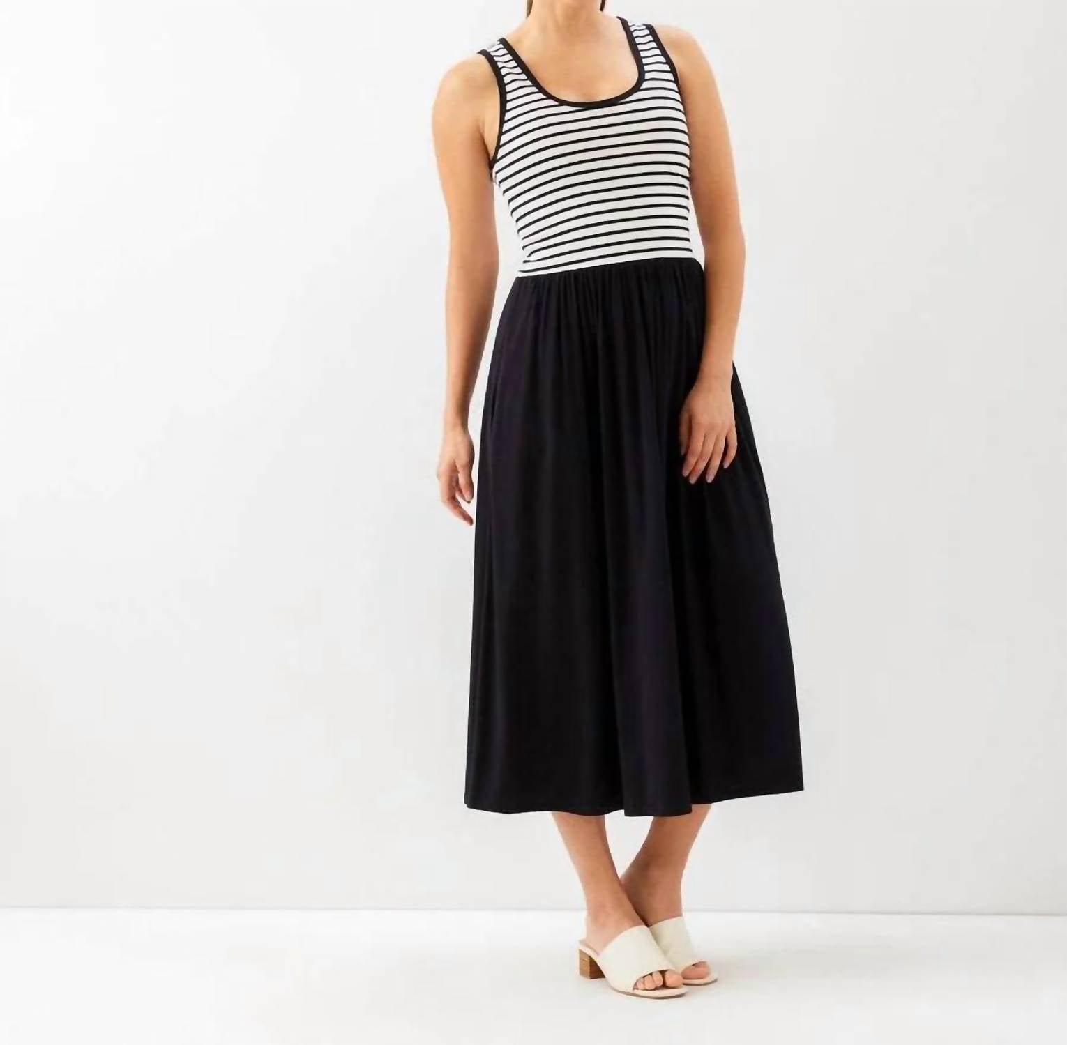 Karen Kane - Stripe Mixed Media Midi Dress