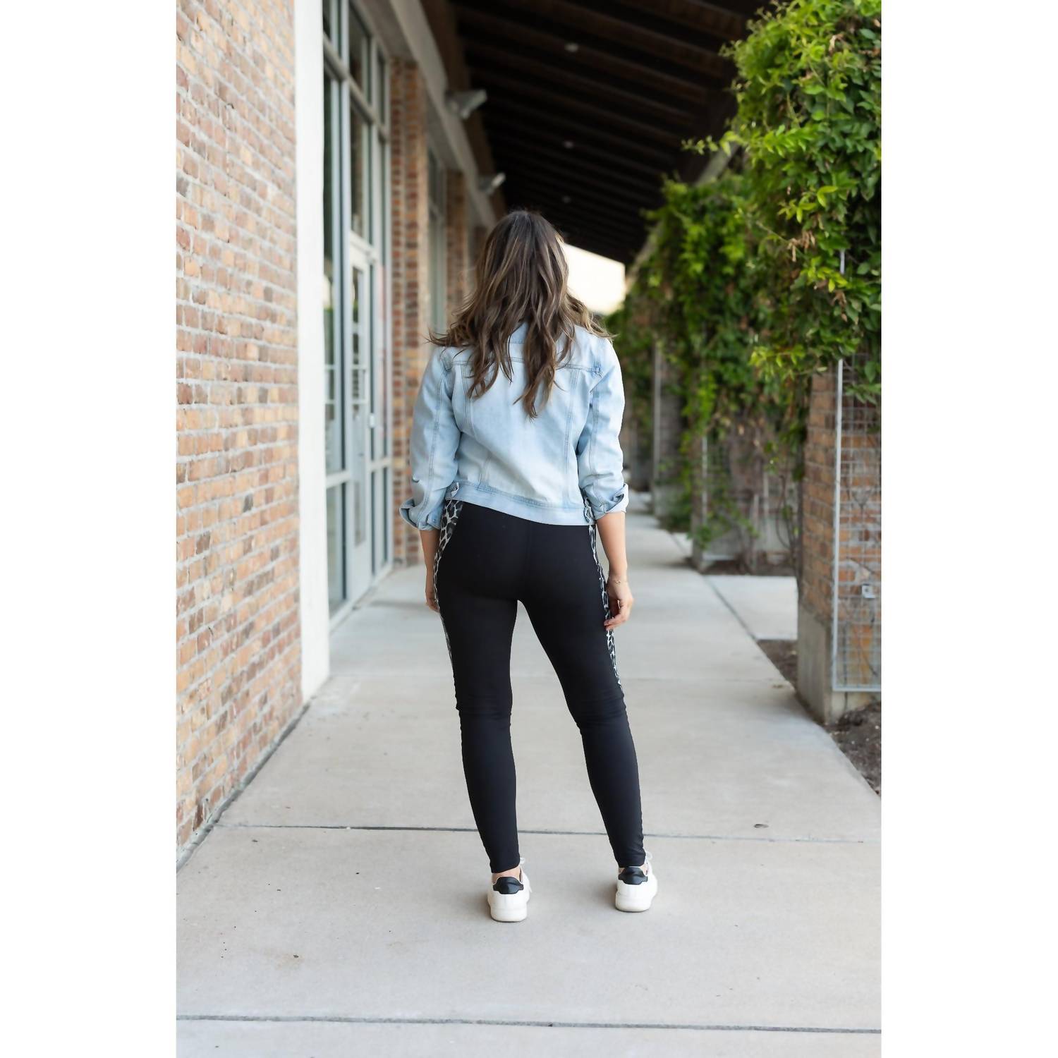 Julia Rose Sabrina Panel Leggings in snow leopard - women's pants - detail view