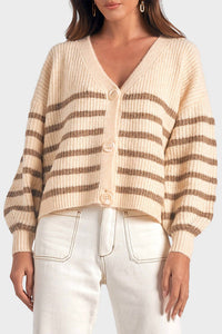 Elan - Striped V-neck Cardigan