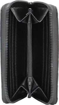 Rebecca & Rifka - Women's Smooth Basket Weave Quilt With Medallion Zip Indexer Wallet