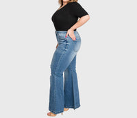 Petra153 - Super High Rise 70's Inspired Flare Jeans - Plus
