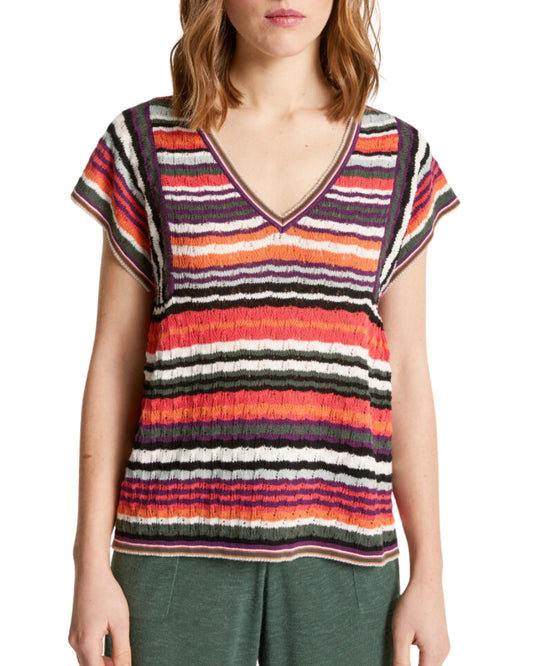 Maison Montagut - Lisa Striped Short Sleeve Knit Top