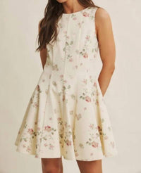 In February - English Rose Fit & Flare Cotton Mini Dress