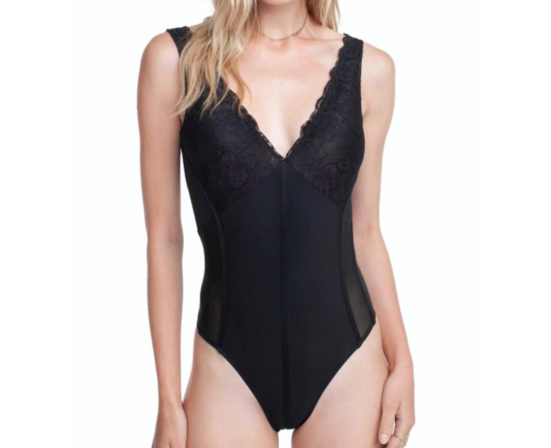 ASTR Austin Bodysuit in black - women's shirt