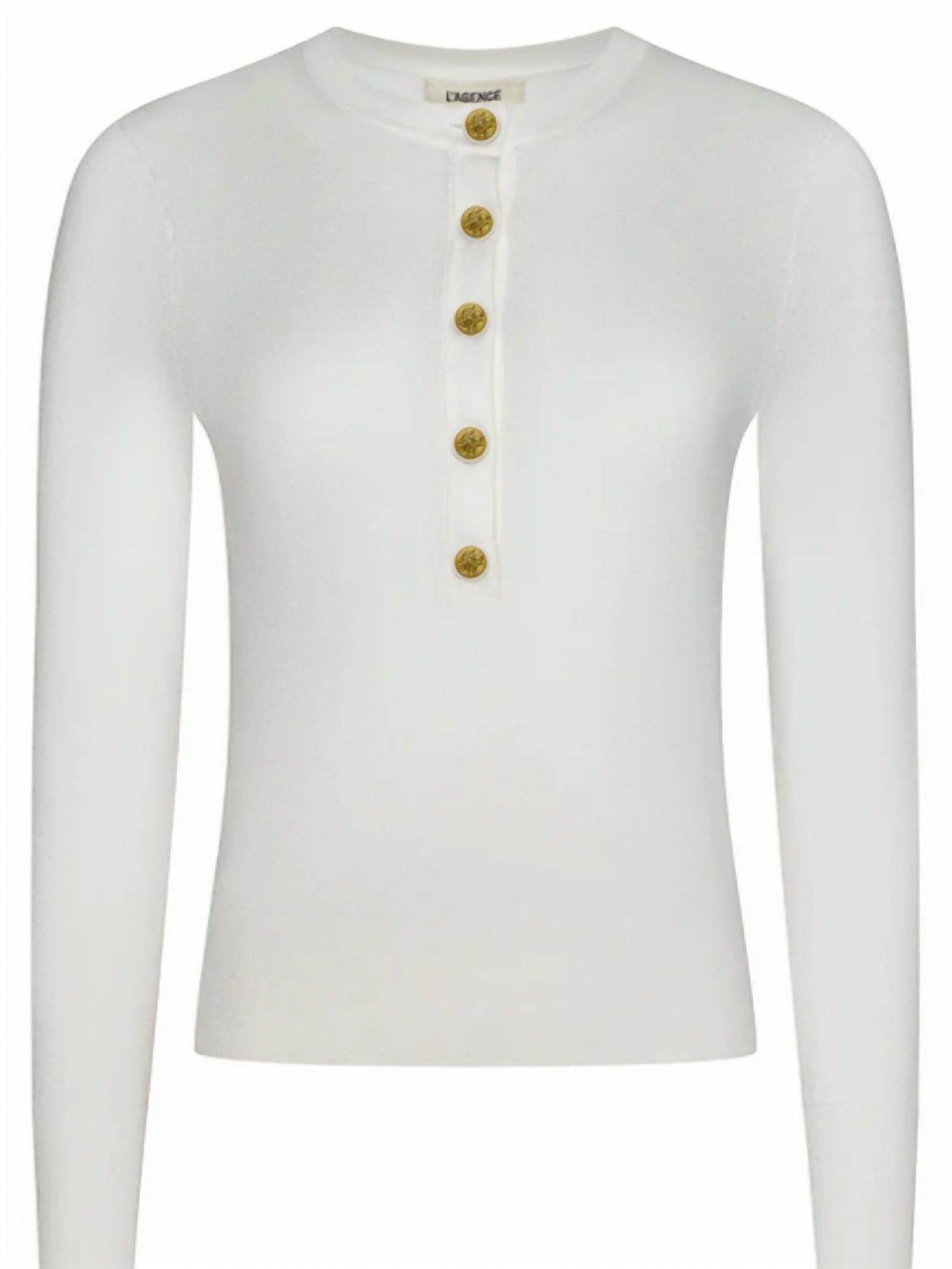 L'Agence - Ronda Knit Henley Pullover Top