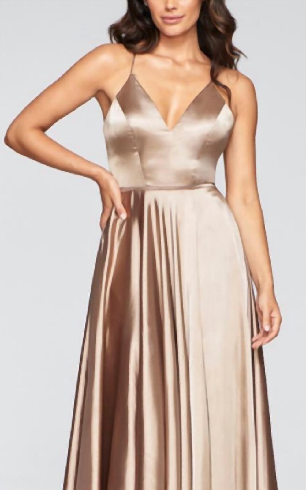Faviana - Silky Charmeuse Lace Up Back Prom Dress With Side Pockets