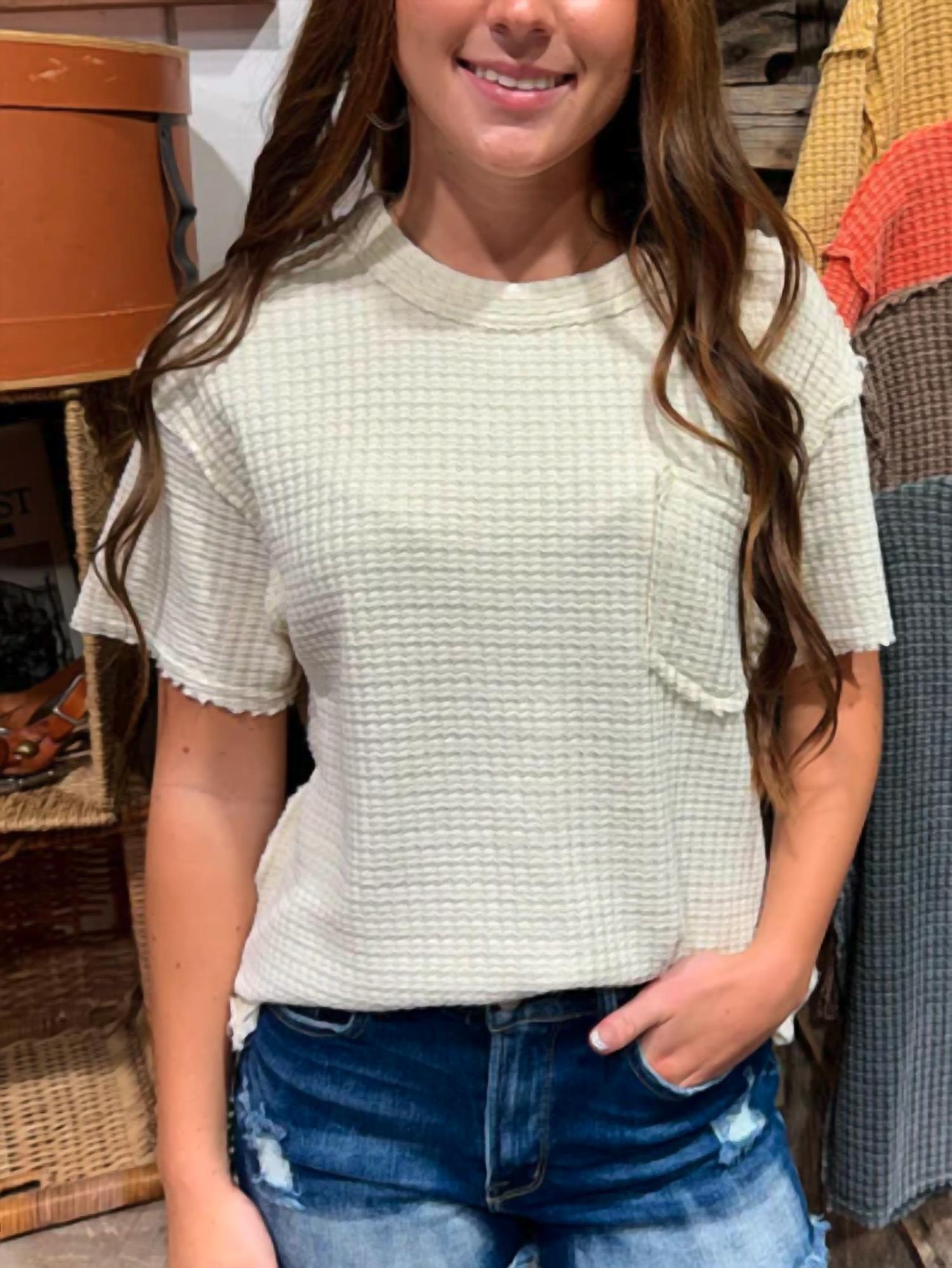 Easel - Short Sleeve Waffle Top