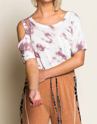 POL Splashes In Color Top in color top in berry - women's t-shirt