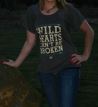 Ali Dee Wholesale Wild Hearts Can't Be Broken Tee in charcoal gray - women's t-shirt - detail view