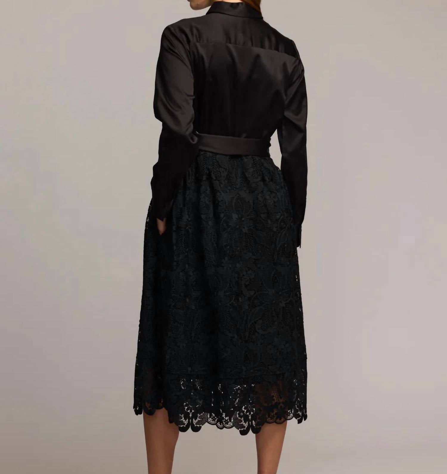Hinson Wu Robin Long Sleeve Lace Dress in black - women's dress - detail view