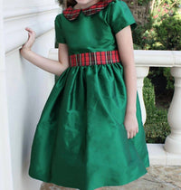 Susanne Lively - Girl's Faux Silk Dress With Plaid Collar