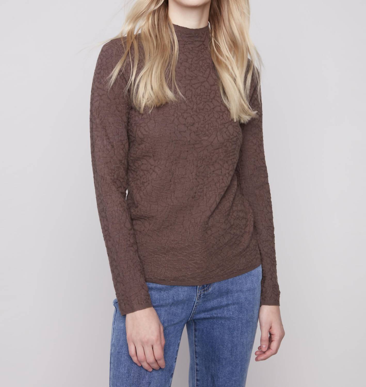 Charlie B - Textured Mock Neck Shirt