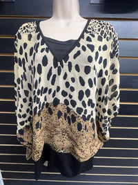 Michael K Women's Wild Luxe Top in animal print - women's sweater - alternate view
