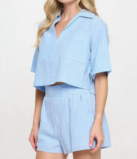 Meet Me In Santorini - Cerulean Stripe Set