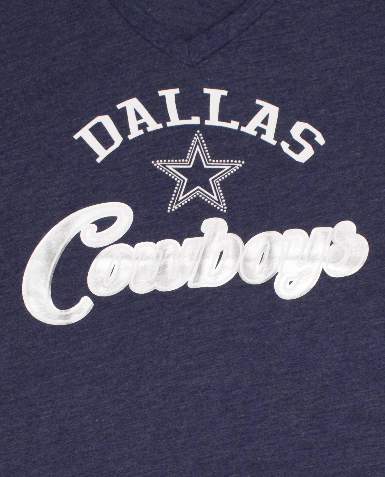 Starter - Womens Dallas Cowboys Rhinestones V-neck Shirt