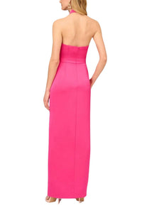Aidan Mattox - Women's Satin Halter Rosette Accent Dress